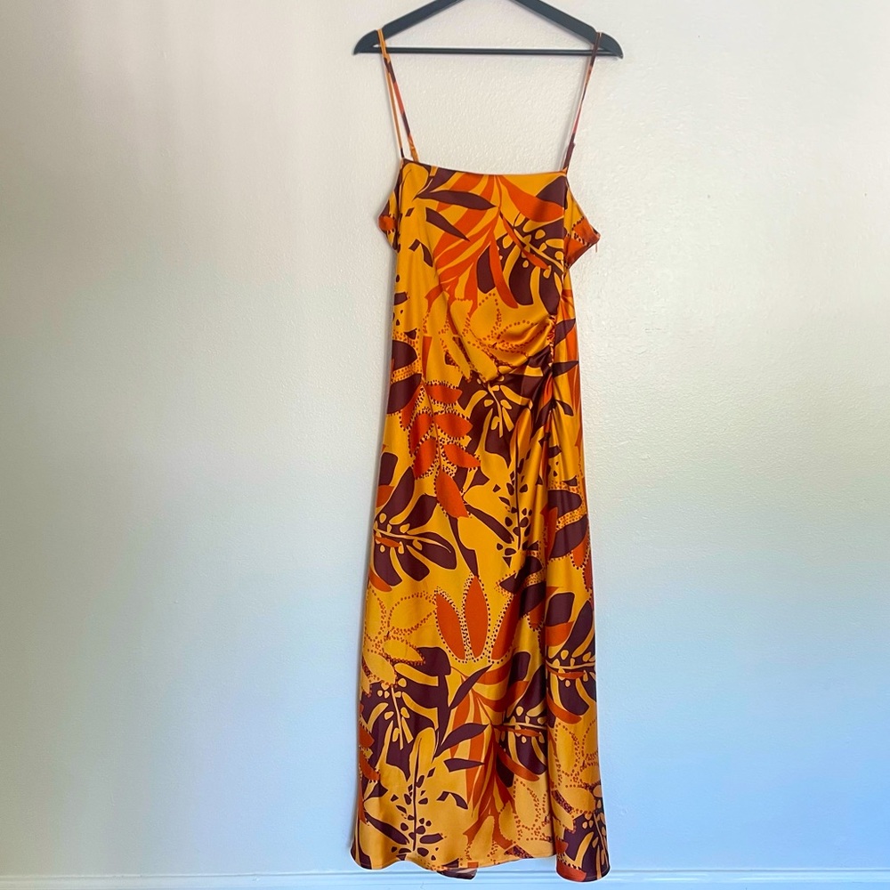 House of Harlow 1960 Orange and Brown Midi Dress